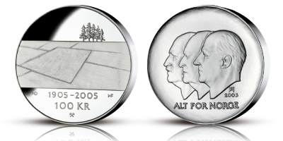 Hundreårsmynt i sølv Nr. 1 - 100 kroner - utgitt 2003 